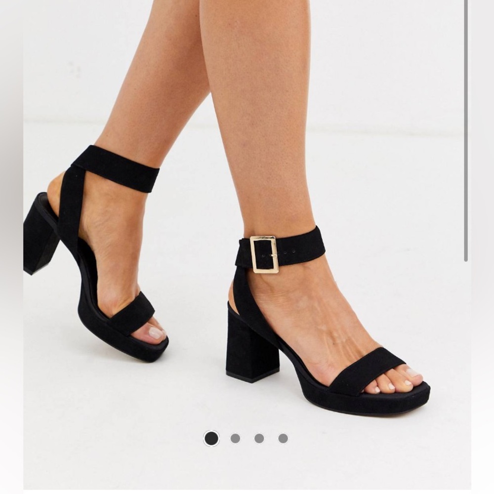 ASOS DESIGN Hopscotch platform heeled sandals in black